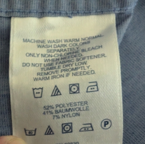 Land's End Long Sleeve Button Up Fishing Shirt Mens Medium 15-15.5 Blue Go Fish - Picture 7 of 10